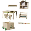 Nordic Children's Table and Chair Children's Table and Chair Combination Storage Box 3d model