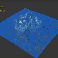 3D Terrain Model of Mountain with Green Vegetation and White Snow-Capped Peak