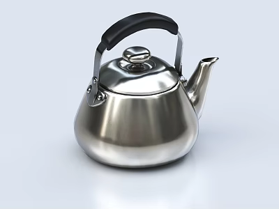 Stainless Steel Teapot With Black Handle And Sleek Modern Design For Tea Lovers 3d model