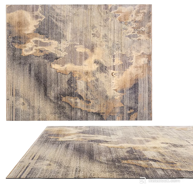 Square Rug With Abstract Neutral Tones Modern Design For Living Room Decor 3d model