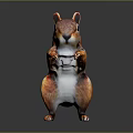 Realistic Squirrel Character With Red Orange Fur Fluffy Tail And Standing Posture On Dark Background