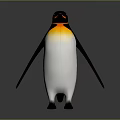 3D Rendered Emperor Penguin With Yellow Orange Neck Black White Body Standing On Gray Background