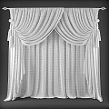 Gray Ornate Pleated Curtains With Double Layered Soft Fabric Design 3d model