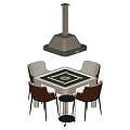 Modern Square Mahjong Table Set With Four Chairs And Pendant Light