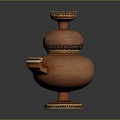 Three Tiered Terracotta Jar With Decorative Top Ornate Base And Intricate Details