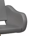 Gray Leather Leisure Chair With Gold Metal Swivel Base And Curved Armrest Design
