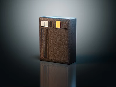 Retro Mobile Digital Device With Brown Textured Surface Silver Gold Buttons Vertical Stripes 3d model