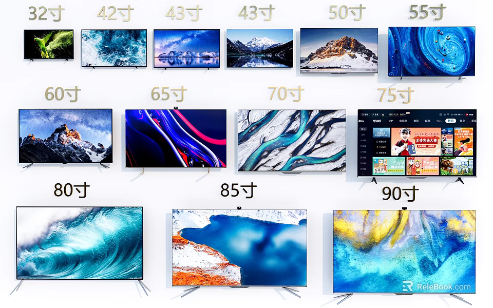 Televisions In Multiple Sizes With Vibrant Screen Displays And Scenic 3d model