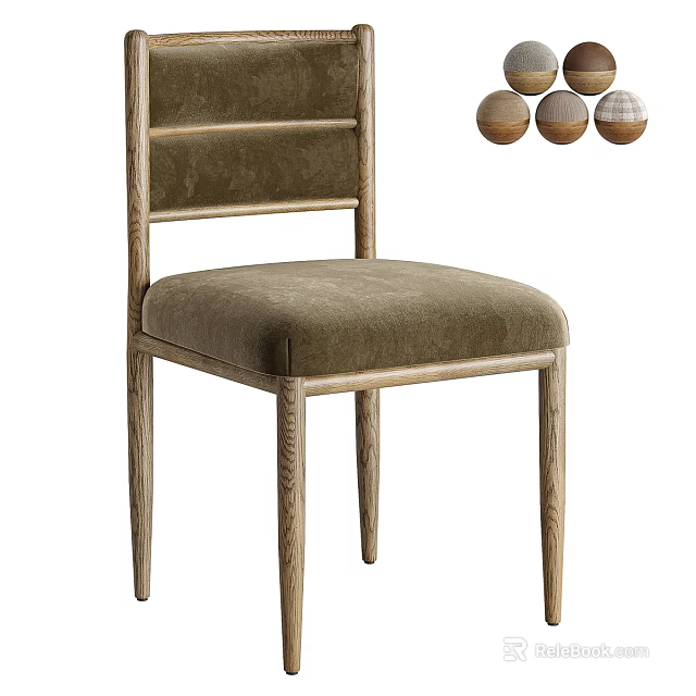 Olive Velvet Upholstered Natural Wood Frame Public Chair Suitable For Dining Cafe And Lounge Spaces 3d model 