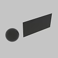 Black Sphere Decorative Component In Dark Marble Display With Illuminated Strips