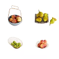 Fresh Ripe Apples Pears Greengages and Peaches in Bowl Plate and Basket