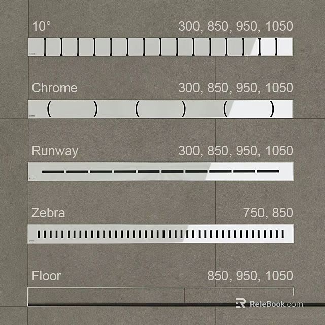 Washing Daily Products Chrome Runway Zebra Floor with Size Numbers 850 950 1050 3d model 