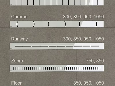 Washing Daily Products Chrome Runway Zebra Floor with Size Numbers 850 950 1050 3d model