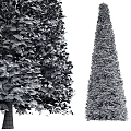 Tall Conical Arborvitae Trees With Lush Green Foliage In Garden Landscape