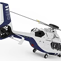 Modern Airbus Helicopter With White Exterior Blue Accents Detailed Rotors And Cockpit Windows