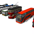 Various Modern Bus Models Including Trams Double Decker With Colorful Exteriors 3d model