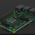 Green Single Board Computer PCB With USB HDMI Ethernet Ports And Electronic Components 3d model