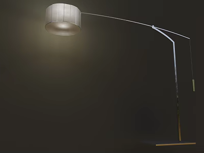Modern Floor Lamp With Curved Metal Stand And Fabric Shade For Warm Illumination 3d model