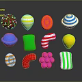 Colorful Assorted Candies With Various Shapes Bright Colors And Vibrant Visual