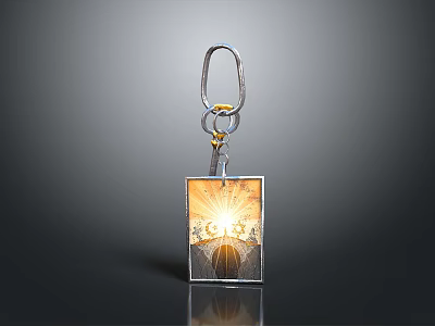 Stylish Decorative Keychain With ROMA Lettering Golden Light And Architectural Outline 3d model