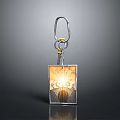 Stylish Decorative Keychain With ROMA Lettering Golden Light And Architectural Outline