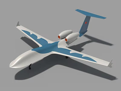 Smart Drone With Blue And White Aerodynamic Design And Twin Engines 3d model