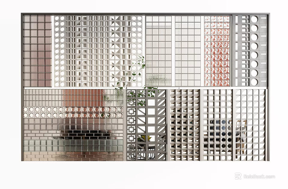 Modern Room Divider Designs With Various Geometric Patterns And Decorative Grilles 3d model