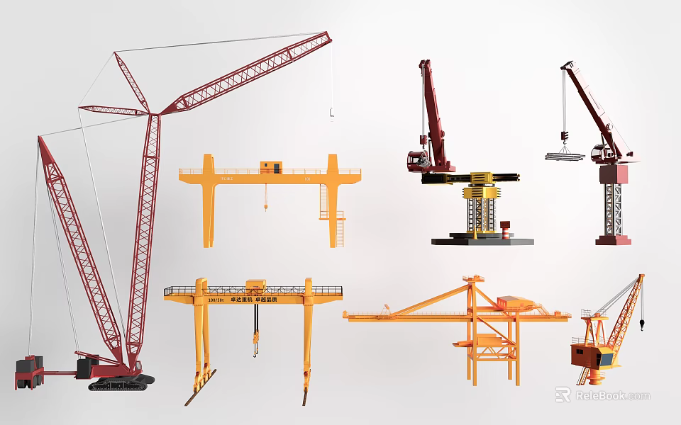 Public Facilities Construction Cranes In Various Types And Colors For Industrial Use 3d model 