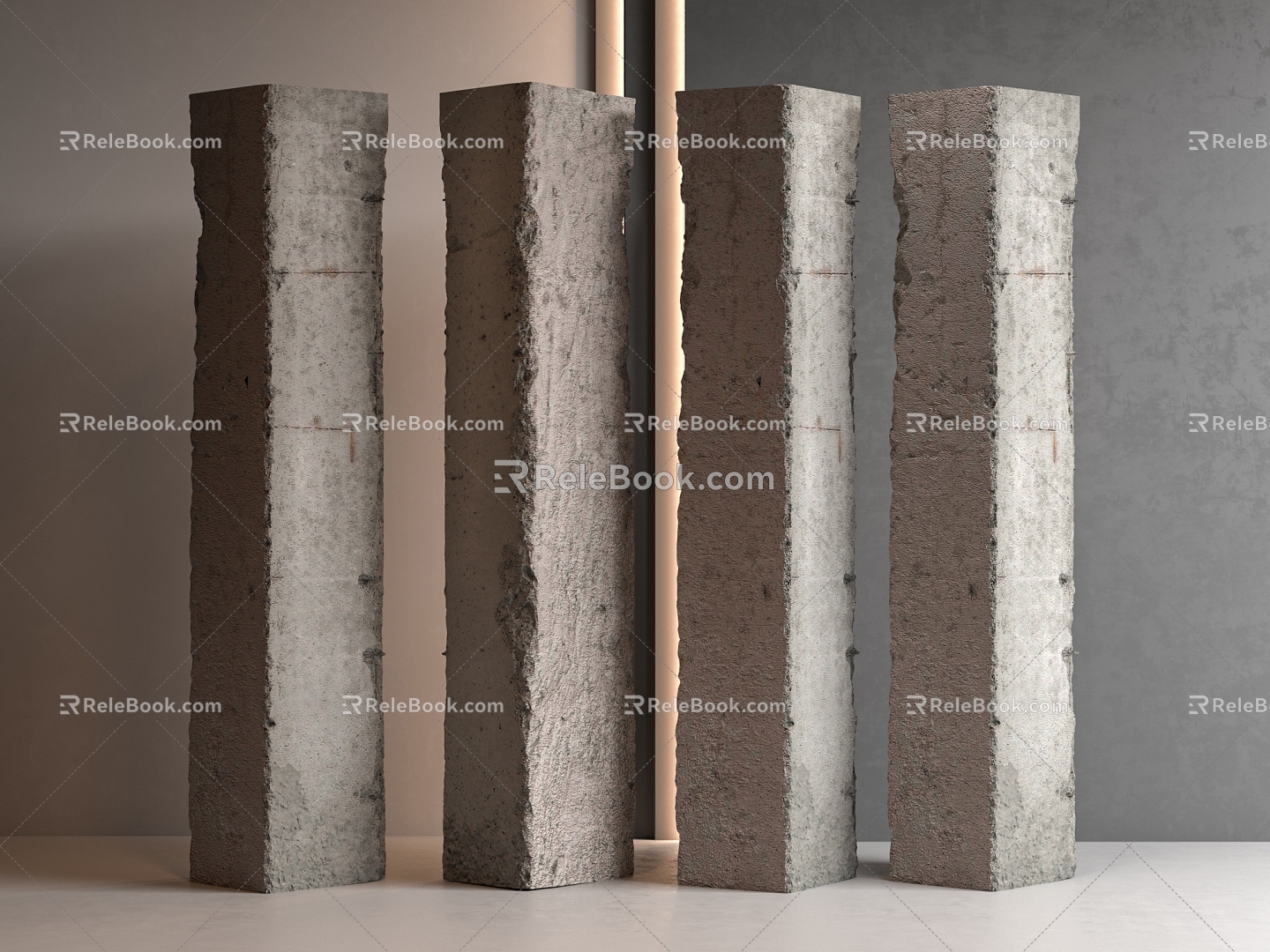 Modern Columns Concrete Columns Cement Columns Damaged Columns 3d model