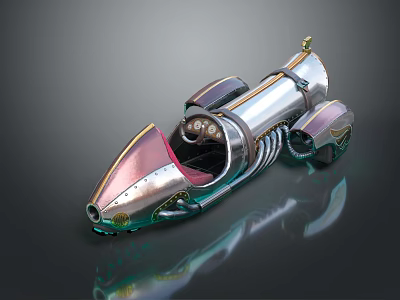Steampunk Motorcycle Metallic Body With Streamlined Design And Unique Accents 3d model