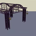 Purple Pergola With Arched Top Wrought Iron Intricate Patterns And Decorative Columns