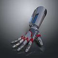 Robot Character With Advanced Metallic Mechanical Arm Silver Red Joint Design Features 3d model