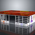 Red Roof White Wall Building With Colorful Graffiti And Glass Windows