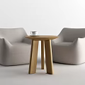 Modern Living Room Table With Light Grey Fabric Chairs And Wooden Legs Featuring Cup