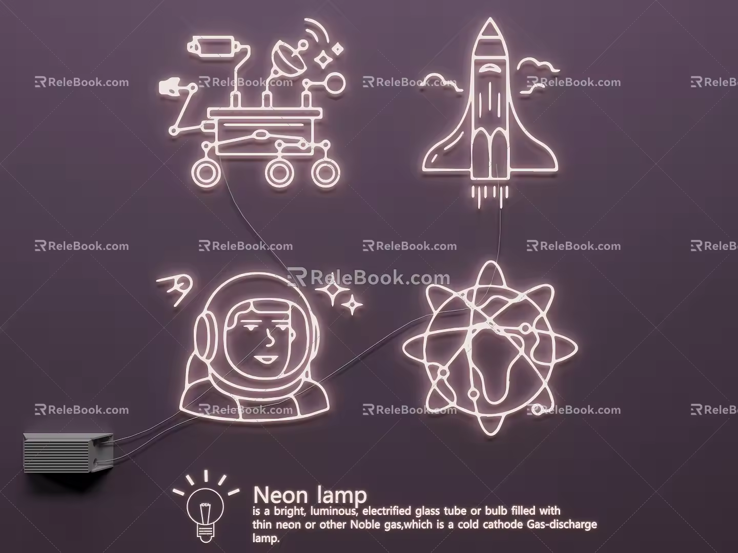 Neon luminous characters resin luminous advertising characters planet 3d model