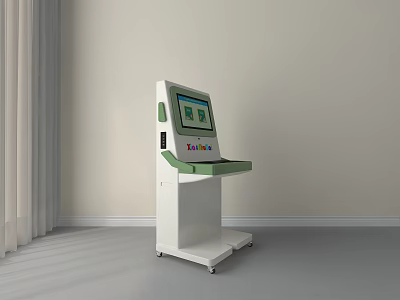 White Commercial Self Service Kiosk with Interactive Touch Screen and User Friendly Interface 3d model