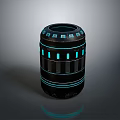 Modern Black Cylindrical Daily Electrical Appliance with Blue LED Light Rings and Circular Design