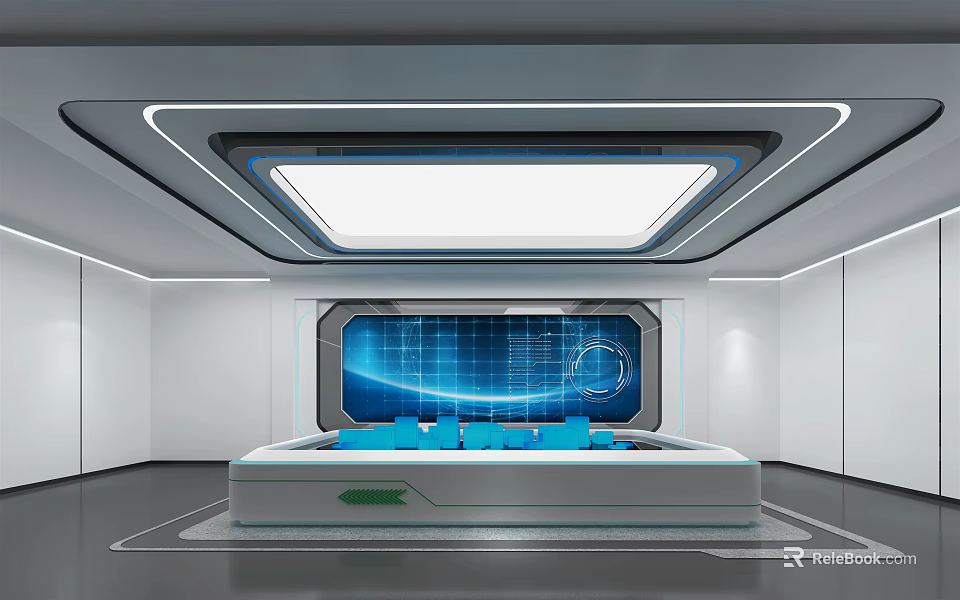 Modern Open Concept Kitchen Interior Design With Island Counter And Appliances 3d model 