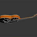 Orange Electric Guitar Musical Instrument With Glossy Body And Reflection On Gray Background