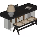 Middle style desk and chair combination 3d model