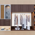 Modern Multi Functional Wooden Wardrobe Display Shelf With LED Light For Garments And Accessories