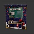 Festive Wish Board With Chalkboard Ladder Penguin Red Ornaments And Red Elves