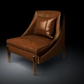 Single Sofa Leather Upholstered Modern Design With Stylish Backrest Comfortable Seat And Wooden Legs
