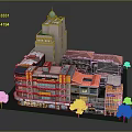 Urban Multi Story Buildings With Colorful Rooftops Storefronts And Trees