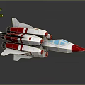 Detailed White and Red Spaceship Featuring Blue Cockpit and Multiple Engines