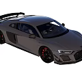 Gray Sleek Audi Sports Car With Black Rear Spoiler Black Wheels And Red Brake Calipers