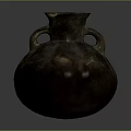 Ancient Bronze Vase With Rounded Body Curved Handle And Textured Surface 3d model