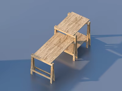 Wooden Folding Outdoor Table With Two Tier Design For Camping And Picnic Use 3d model