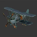 Vintage Blue And Orange Biplane Featuring Twin Propellers And Small Wheels For Aerospace Enthusiasts