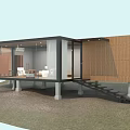 Modern Single Family House with Open Interior Large Glass Walls Wooden Panels and Elevated Design